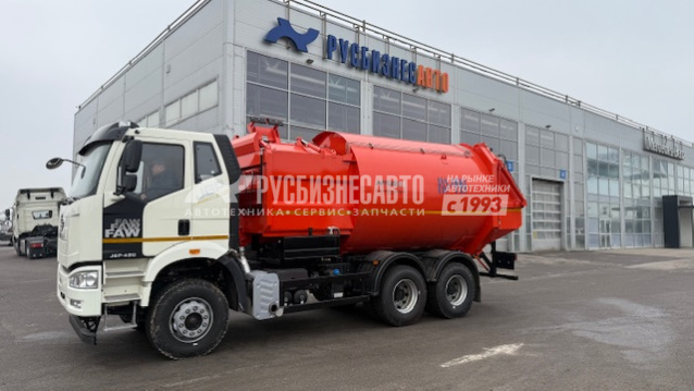 Купить КО-449 на  FAW 3250 (6х4) шасси 3800мм , мусоровоз, 22м3, бок.загрузка, универс. Захват в компании Русбизнесавто - изображение 4